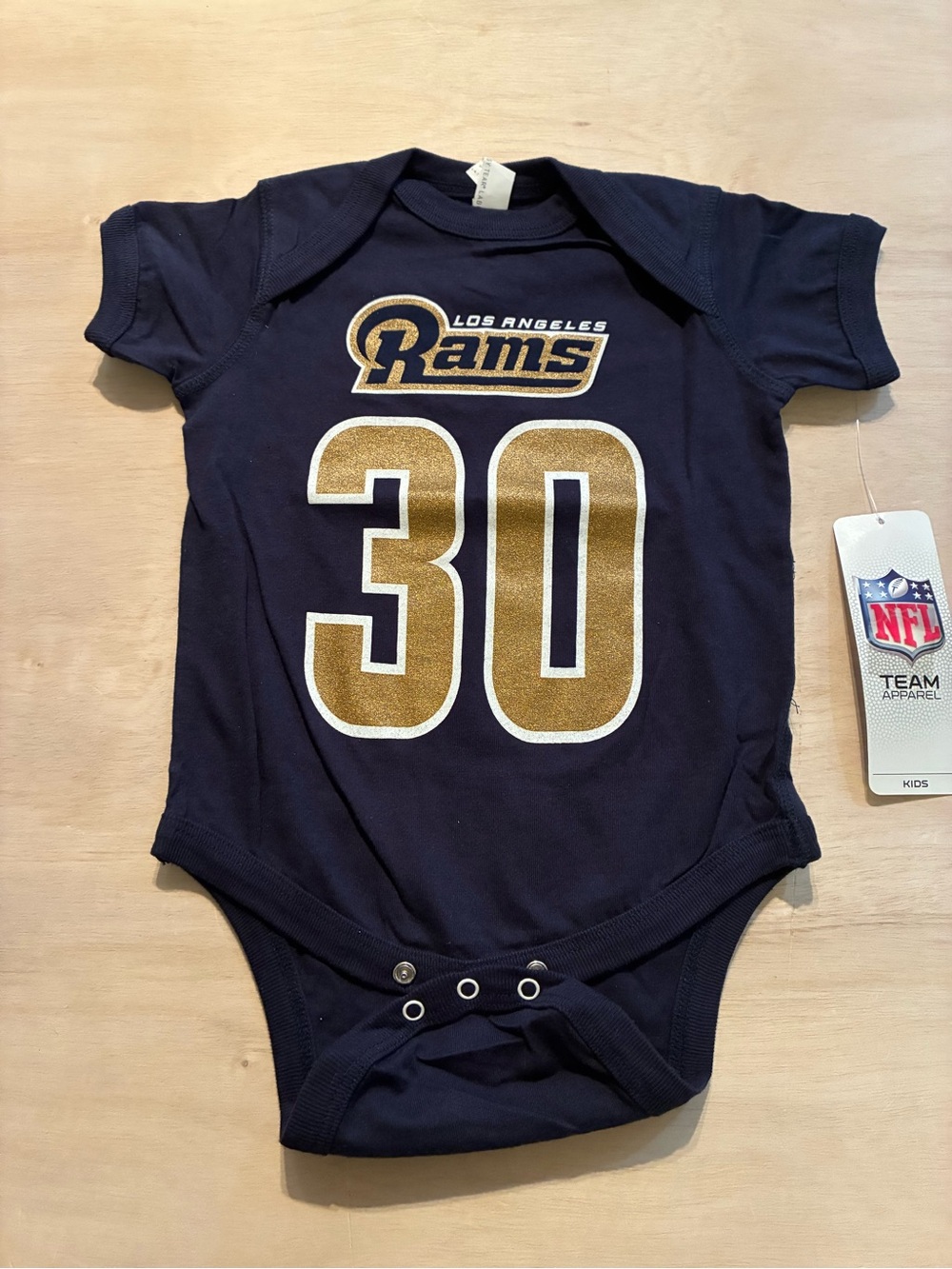 NFL Baby Los Angeles Rams Onesie 12 Month Navy Blue 100% Cotton
